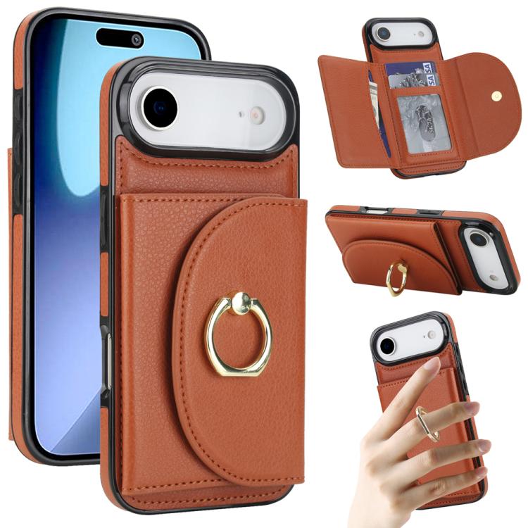 Ring Holder Card Bag Skin Feel Phone Case, For iPhone 17e / 16e, For iPhone 17 Pro Max, For iPhone 17 Pro, For iPhone 17, For iPhone Air, For iPhone 16 Pro Max, For iPhone 16 Pro, For iPhone 16 Plus