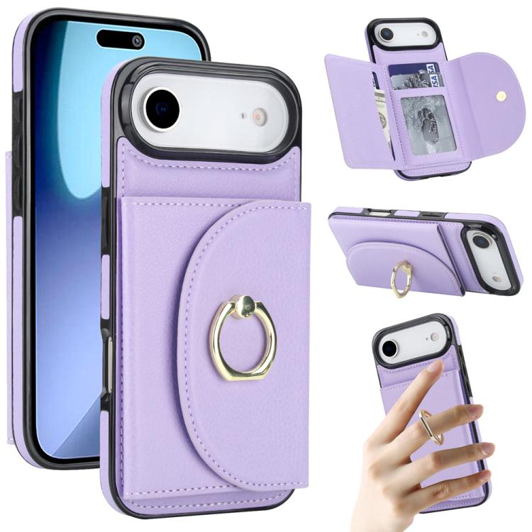 Ring Holder Card Bag Skin Feel Phone Case, For iPhone 17e / 16e, For iPhone 17 Pro Max, For iPhone 17 Pro, For iPhone 17, For iPhone Air, For iPhone 16 Pro Max, For iPhone 16 Pro, For iPhone 16 Plus