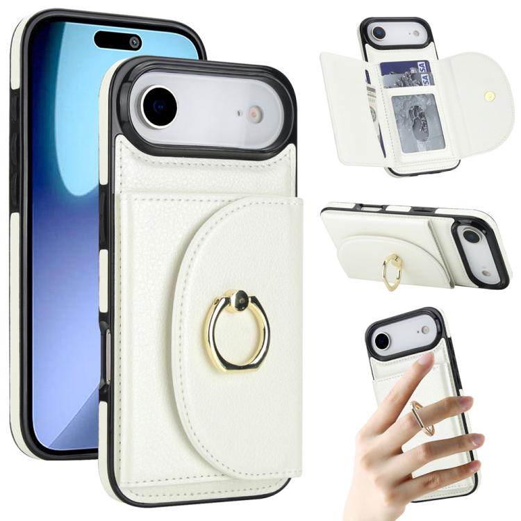 Ring Holder Card Bag Skin Feel Phone Case, For iPhone 17e / 16e, For iPhone 17 Pro Max, For iPhone 17 Pro, For iPhone 17, For iPhone Air, For iPhone 16 Pro Max, For iPhone 16 Pro, For iPhone 16 Plus