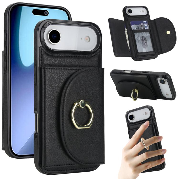Ring Holder Card Bag Skin Feel Phone Case, For iPhone 17e / 16e, For iPhone 17 Pro Max, For iPhone 17 Pro, For iPhone 17, For iPhone Air, For iPhone 16 Pro Max, For iPhone 16 Pro, For iPhone 16 Plus