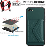 Rhombic Texture Card Bag RFID Phone Case with Long Lanyard, For iPhone SE 2022 / SE 2020, For iPhone 13 Pro Max, For iPhone 13 Pro, For iPhone 13, For iPhone 13 mini, For iPhone 12, For iPhone 12 Pro Max, For iPhone 12 Pro