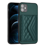 Rhombic Texture Card Bag RFID Phone Case with Long Lanyard, For iPhone 12 mini, For iPhone 11 Pro Max, For iPhone 11, For iPhone 11 Pro, For iPhone XS / X, For iPhone XR, For iPhone XS Max, For iPhone 8 Plus / 7 Plus