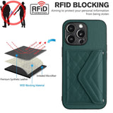 Rhombic Texture Card Bag RFID Phone Case with Long Lanyard, For iPhone 15 Pro Max, For iPhone 15 Pro, For iPhone 15 Plus, For iPhone 15, For iPhone 14 Plus, For iPhone 14, For iPhone 14 Pro, For iPhone 14 Pro Max