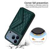 Rhombic Texture Card Bag RFID Phone Case with Long Lanyard, For iPhone 17 Pro Max, For iPhone 17 Pro, For iPhone 17, For iPhone Air, For iPhone 16 Pro Max, For iPhone 16 Pro, For iPhone 16 Plus, For iPhone 16