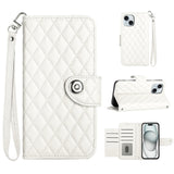 Rhombic Texture Flip Leather Phone Case with Lanyard, For iPhone 16, For iPhone 15 Pro Max, For iPhone 15 Pro, For iPhone 15 Plus, For iPhone 15, For iPhone 14 Plus, For iPhone 14, For iPhone 14 Pro