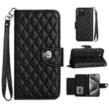 Rhombic Texture Flip Leather Phone Case with Lanyard, For iPhone 14 Pro Max, For iPhone SE 2022 / 2020 / 8 / 7, For iPhone 13 Pro Max, For iPhone 13 Pro, For iPhone 13, For iPhone 12 / 12 Pro, For iPhone 12 Pro Max, For iPhone 11 Pro Max