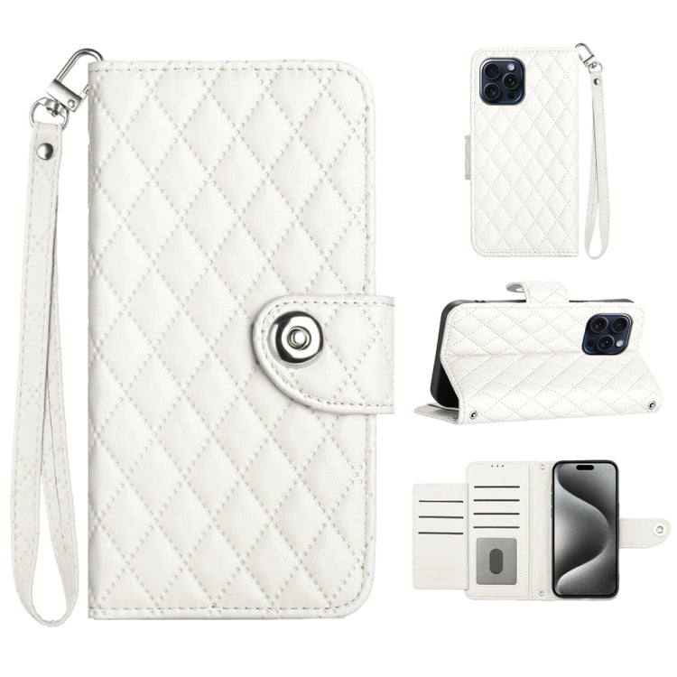 Rhombic Texture Flip Leather Phone Case with Lanyard, For iPhone 14 Pro Max, For iPhone SE 2022 / 2020 / 8 / 7, For iPhone 13 Pro Max, For iPhone 13 Pro, For iPhone 13, For iPhone 12 / 12 Pro, For iPhone 12 Pro Max, For iPhone 11 Pro Max
