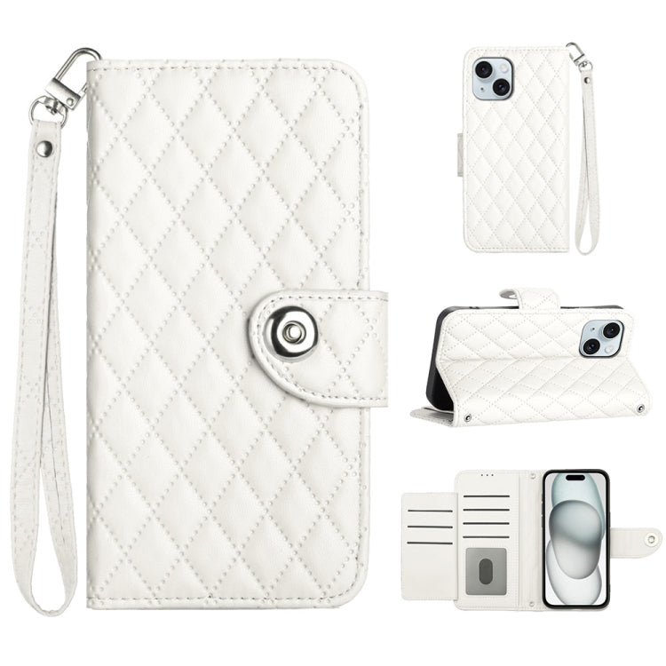 Rhombic Texture Flip Leather Phone Case with Lanyard, For iPhone 14 Pro Max, For iPhone SE 2022 / 2020 / 8 / 7, For iPhone 13 Pro Max, For iPhone 13 Pro, For iPhone 13, For iPhone 12 / 12 Pro, For iPhone 12 Pro Max, For iPhone 11 Pro Max