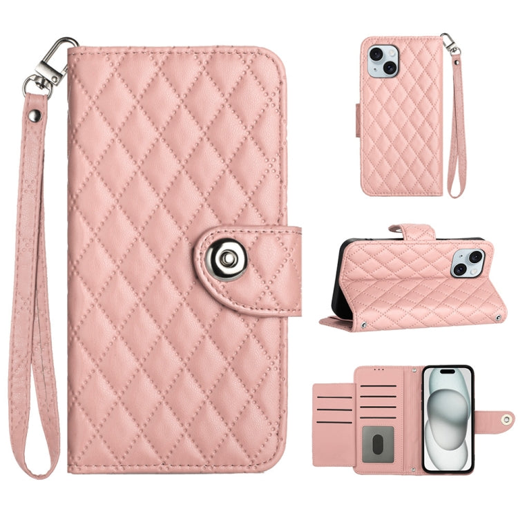 Rhombic Texture Flip Leather Phone Case with Lanyard, For iPhone 14 Pro Max, For iPhone SE 2022 / 2020 / 8 / 7, For iPhone 13 Pro Max, For iPhone 13 Pro, For iPhone 13, For iPhone 12 / 12 Pro, For iPhone 12 Pro Max, For iPhone 11 Pro Max