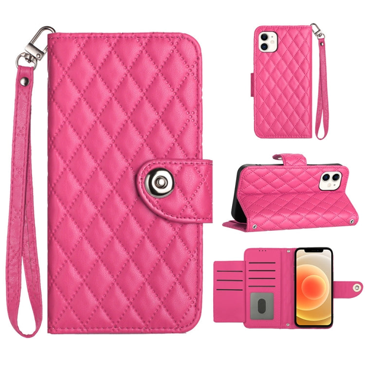 Rhombic Texture Flip Leather Phone Case with Lanyard, For iPhone 14 Pro Max, For iPhone SE 2022 / 2020 / 8 / 7, For iPhone 13 Pro Max, For iPhone 13 Pro, For iPhone 13, For iPhone 12 / 12 Pro, For iPhone 12 Pro Max, For iPhone 11 Pro Max