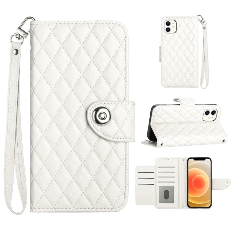 Rhombic Texture Flip Leather Phone Case with Lanyard, For iPhone 14 Pro Max, For iPhone SE 2022 / 2020 / 8 / 7, For iPhone 13 Pro Max, For iPhone 13 Pro, For iPhone 13, For iPhone 12 / 12 Pro, For iPhone 12 Pro Max, For iPhone 11 Pro Max