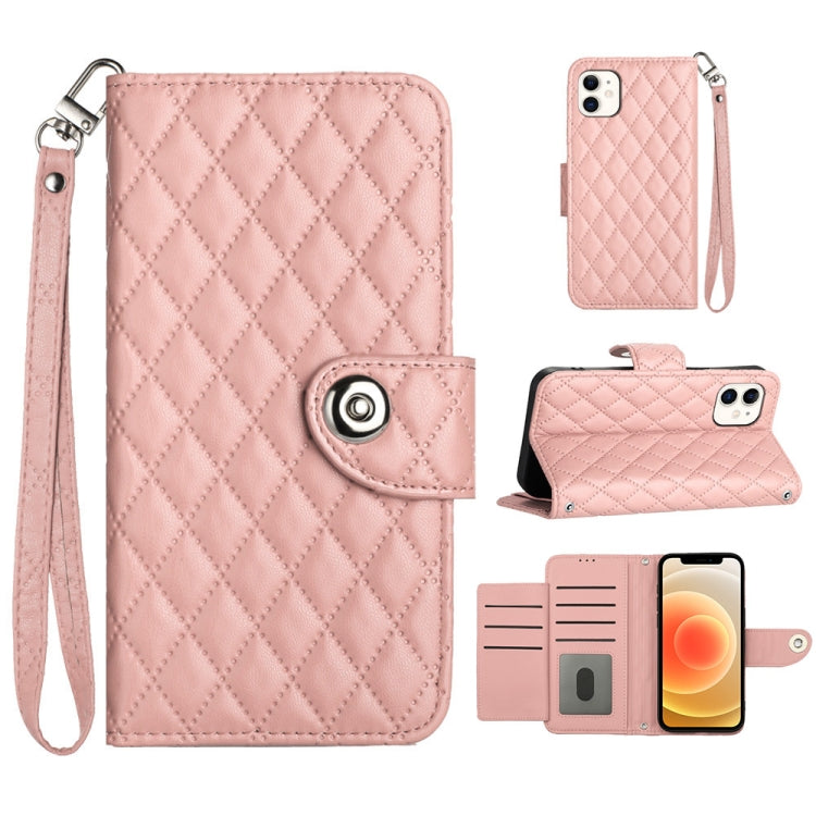 Rhombic Texture Flip Leather Phone Case with Lanyard, For iPhone 14 Pro Max, For iPhone SE 2022 / 2020 / 8 / 7, For iPhone 13 Pro Max, For iPhone 13 Pro, For iPhone 13, For iPhone 12 / 12 Pro, For iPhone 12 Pro Max, For iPhone 11 Pro Max