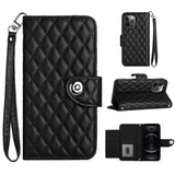 Rhombic Texture Flip Leather Phone Case with Lanyard, For iPhone 14 Pro Max, For iPhone SE 2022 / 2020 / 8 / 7, For iPhone 13 Pro Max, For iPhone 13 Pro, For iPhone 13, For iPhone 12 / 12 Pro, For iPhone 12 Pro Max, For iPhone 11 Pro Max