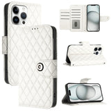 Rhombic Texture Flip Leather Phone Case with Lanyard, For iPhone 17 Pro Max, For iPhone 17 Pro, For iPhone 17, For iPhone Air, For iPhone SE 2024, For iPhone 16 Pro Max, For iPhone 16 Pro, For iPhone 16 Plus