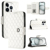 Rhombic Texture Flip Leather Phone Case with Lanyard, For iPhone 17 Pro Max, For iPhone 17 Pro, For iPhone 17, For iPhone Air, For iPhone SE 2024, For iPhone 16 Pro Max, For iPhone 16 Pro, For iPhone 16 Plus