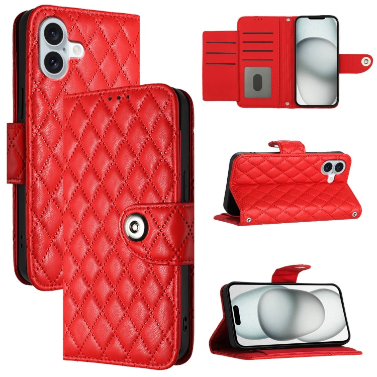 Rhombic Texture Flip Leather Phone Case with Lanyard, For iPhone 17 Pro Max, For iPhone 17 Pro, For iPhone 17, For iPhone Air, For iPhone SE 2024, For iPhone 16 Pro Max, For iPhone 16 Pro, For iPhone 16 Plus