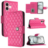 Rhombic Texture Flip Leather Phone Case with Lanyard, For iPhone 16, For iPhone 15 Pro Max, For iPhone 15 Pro, For iPhone 15 Plus, For iPhone 15, For iPhone 14 Plus, For iPhone 14, For iPhone 14 Pro