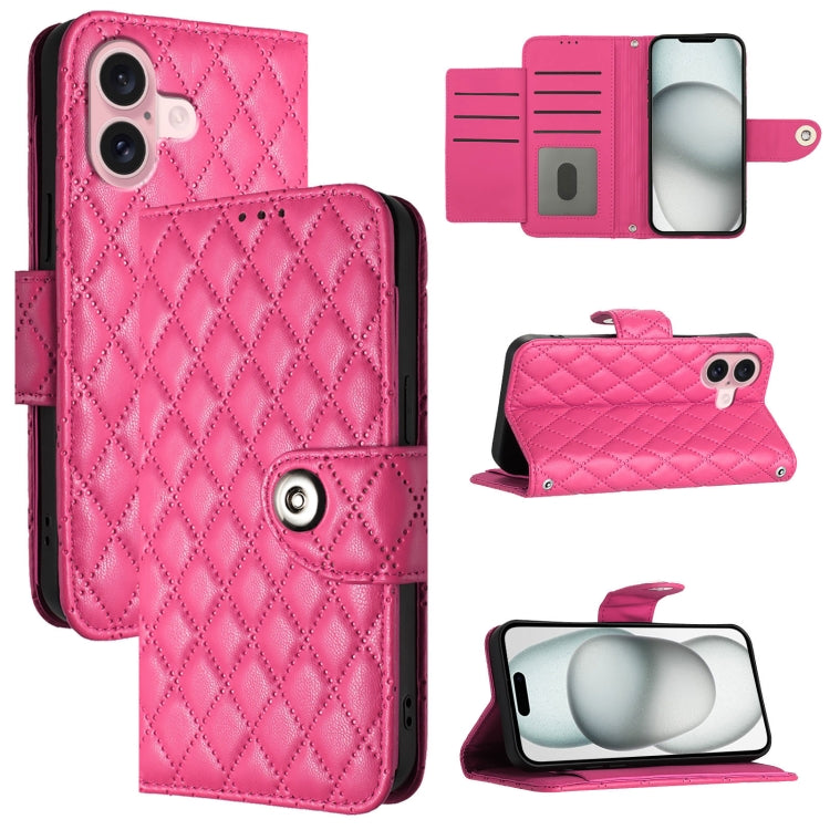 Rhombic Texture Flip Leather Phone Case with Lanyard, For iPhone 16, For iPhone 15 Pro Max, For iPhone 15 Pro, For iPhone 15 Plus, For iPhone 15, For iPhone 14 Plus, For iPhone 14, For iPhone 14 Pro