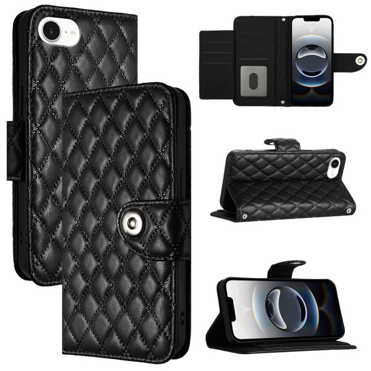 Rhombic Texture Flip Leather Phone Case with Lanyard, For iPhone 17 Pro Max, For iPhone 17 Pro, For iPhone 17, For iPhone Air, For iPhone SE 2024, For iPhone 16 Pro Max, For iPhone 16 Pro, For iPhone 16 Plus