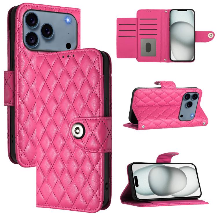 Rhombic Texture Flip Leather Phone Case with Lanyard, For iPhone 17 Pro Max, For iPhone 17 Pro, For iPhone 17, For iPhone Air, For iPhone SE 2024, For iPhone 16 Pro Max, For iPhone 16 Pro, For iPhone 16 Plus