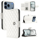 Rhombic Texture Flip Leather Phone Case with Lanyard, For iPhone 17 Pro Max, For iPhone 17 Pro, For iPhone 17, For iPhone Air, For iPhone SE 2024, For iPhone 16 Pro Max, For iPhone 16 Pro, For iPhone 16 Plus