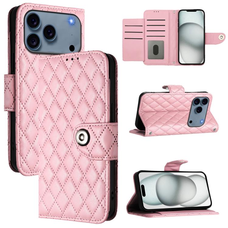 Rhombic Texture Flip Leather Phone Case with Lanyard, For iPhone 17 Pro Max, For iPhone 17 Pro, For iPhone 17, For iPhone Air, For iPhone SE 2024, For iPhone 16 Pro Max, For iPhone 16 Pro, For iPhone 16 Plus