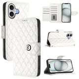 Rhombic Texture Flip Leather Phone Case with Lanyard, For iPhone 17 Pro Max, For iPhone 17 Pro, For iPhone 17, For iPhone Air, For iPhone SE 2024, For iPhone 16 Pro Max, For iPhone 16 Pro, For iPhone 16 Plus