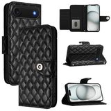 Rhombic Texture Flip Leather Phone Case with Lanyard, For iPhone 17 Pro Max, For iPhone 17 Pro, For iPhone 17, For iPhone Air, For iPhone SE 2024, For iPhone 16 Pro Max, For iPhone 16 Pro, For iPhone 16 Plus