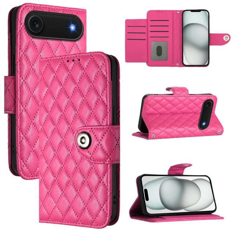Rhombic Texture Flip Leather Phone Case with Lanyard, For iPhone 17 Pro Max, For iPhone 17 Pro, For iPhone 17, For iPhone Air, For iPhone SE 2024, For iPhone 16 Pro Max, For iPhone 16 Pro, For iPhone 16 Plus