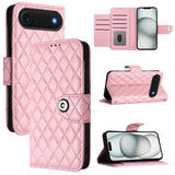Rhombic Texture Flip Leather Phone Case with Lanyard, For iPhone 17 Pro Max, For iPhone 17 Pro, For iPhone 17, For iPhone Air, For iPhone SE 2024, For iPhone 16 Pro Max, For iPhone 16 Pro, For iPhone 16 Plus