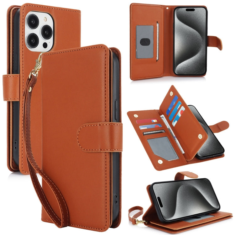 Multi-Card Wallet RFID Leather Phone Case, For iPhone 16 Pro, For iPhone 16 Plus, For iPhone 16, For iPhone 15 Pro Max, For iPhone 15 Pro, For iPhone 15 Plus