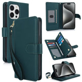Multi-Card Wallet RFID Leather Phone Case, For iPhone 16 Pro, For iPhone 16 Plus, For iPhone 16, For iPhone 15 Pro Max, For iPhone 15 Pro, For iPhone 15 Plus