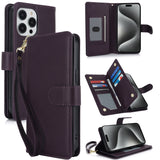 Multi-Card Wallet RFID Leather Phone Case, For iPhone 16 Pro, For iPhone 16 Plus, For iPhone 16, For iPhone 15 Pro Max, For iPhone 15 Pro, For iPhone 15 Plus