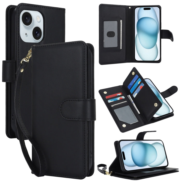 Multi-Card Wallet RFID Leather Phone Case, For iPhone 16 Pro, For iPhone 16 Plus, For iPhone 16, For iPhone 15 Pro Max, For iPhone 15 Pro, For iPhone 15 Plus