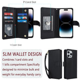 Multi-Card Wallet RFID Leather Phone Case, For iPhone 16 Pro, For iPhone 16 Plus, For iPhone 16, For iPhone 15 Pro Max, For iPhone 15 Pro, For iPhone 15 Plus