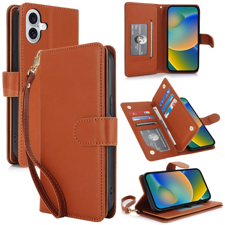 Multi-Card Wallet RFID Leather Phone Case, For iPhone 16 Pro, For iPhone 16 Plus, For iPhone 16, For iPhone 15 Pro Max, For iPhone 15 Pro, For iPhone 15 Plus