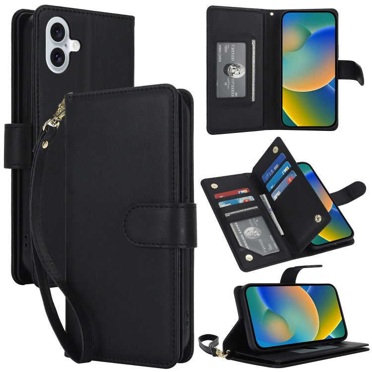 Multi-Card Wallet RFID Leather Phone Case, For iPhone 16 Pro, For iPhone 16 Plus, For iPhone 16, For iPhone 15 Pro Max, For iPhone 15 Pro, For iPhone 15 Plus