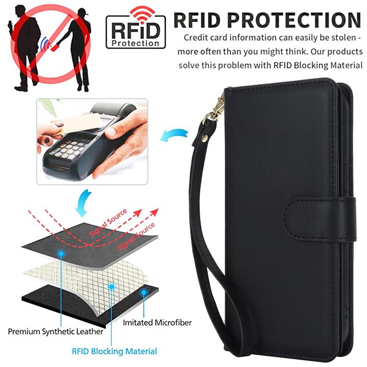 Multi-Card Wallet RFID Leather Phone Case, For iPhone 17e / 16e, For iPhone 17 Pro Max, For iPhone 17 Pro, For iPhone 17, For iPhone Air, For iPhone 16 Pro Max