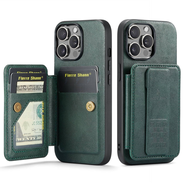 Fierre Shann Oil Wax Cow Leather Card Holder Back Phone Case, For iPhone 16, For iPhone 15 Pro Max, For iPhone 15 Pro, For iPhone 15 Plus, For iPhone 15, For iPhone 14 Plus, For iPhone 14, For iPhone 14 Pro