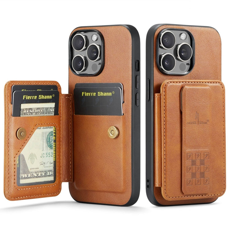 Fierre Shann Oil Wax Cow Leather Card Holder Back Phone Case, For iPhone 16, For iPhone 15 Pro Max, For iPhone 15 Pro, For iPhone 15 Plus, For iPhone 15, For iPhone 14 Plus, For iPhone 14, For iPhone 14 Pro