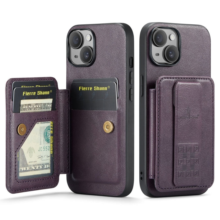 Fierre Shann Oil Wax Cow Leather Card Holder Back Phone Case, For iPhone 16, For iPhone 15 Pro Max, For iPhone 15 Pro, For iPhone 15 Plus, For iPhone 15, For iPhone 14 Plus, For iPhone 14, For iPhone 14 Pro