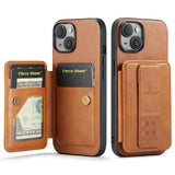 Fierre Shann Oil Wax Cow Leather Card Holder Back Phone Case, For iPhone 16, For iPhone 15 Pro Max, For iPhone 15 Pro, For iPhone 15 Plus, For iPhone 15, For iPhone 14 Plus, For iPhone 14, For iPhone 14 Pro