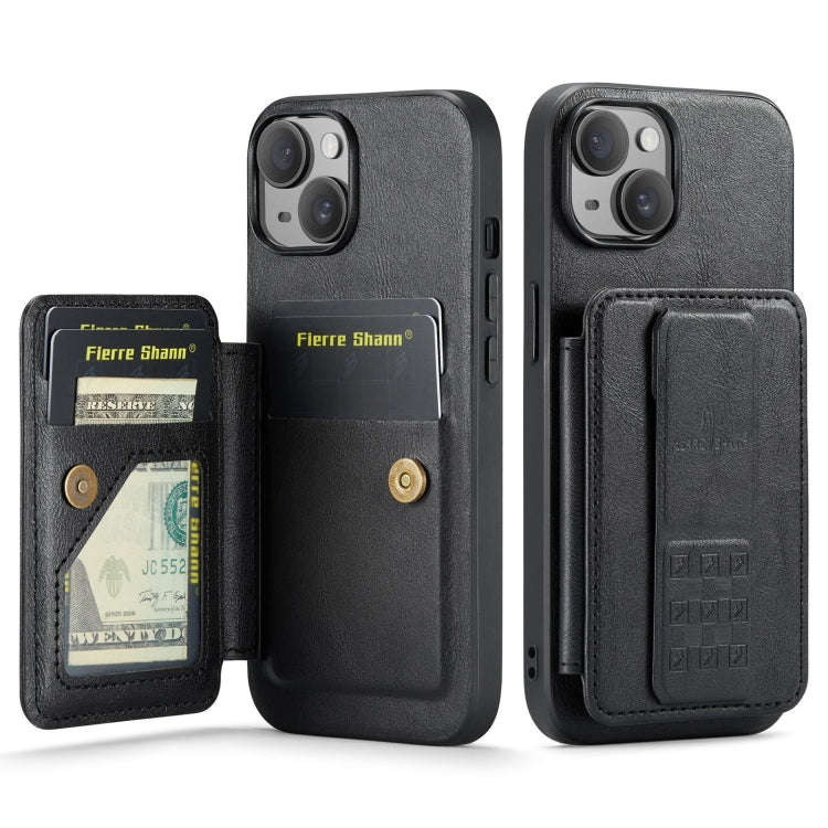 Fierre Shann Oil Wax Cow Leather Card Holder Back Phone Case, For iPhone 16, For iPhone 15 Pro Max, For iPhone 15 Pro, For iPhone 15 Plus, For iPhone 15, For iPhone 14 Plus, For iPhone 14, For iPhone 14 Pro