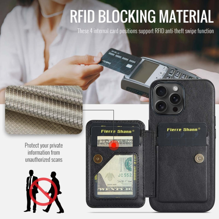 Fierre Shann Oil Wax Cow Leather Card Holder Back Phone Case, For iPhone 14 Pro Max, For iPhone 13 Pro Max, For iPhone 13 Pro, For iPhone 13, For iPhone 12 / 12 Pro, For iPhone 12 Pro Max