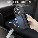 Fierre Shann Oil Wax Cow Leather Card Holder Back Phone Case, For iPhone 14 Pro Max, For iPhone 13 Pro Max, For iPhone 13 Pro, For iPhone 13, For iPhone 12 / 12 Pro, For iPhone 12 Pro Max
