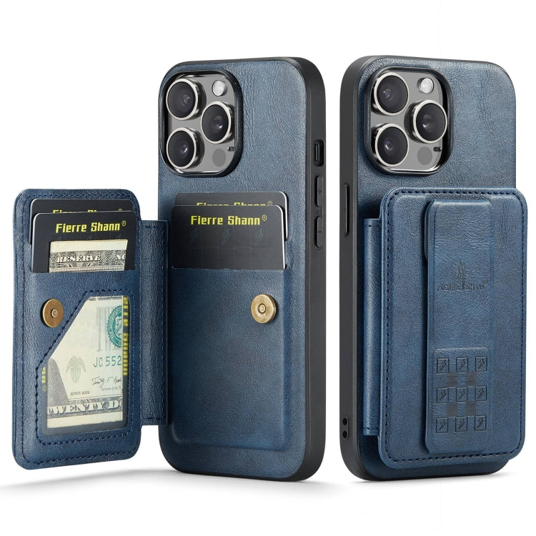 Fierre Shann Oil Wax Cow Leather Card Holder Back Phone Case, For iPhone 14 Pro Max, For iPhone 13 Pro Max, For iPhone 13 Pro, For iPhone 13, For iPhone 12 / 12 Pro, For iPhone 12 Pro Max
