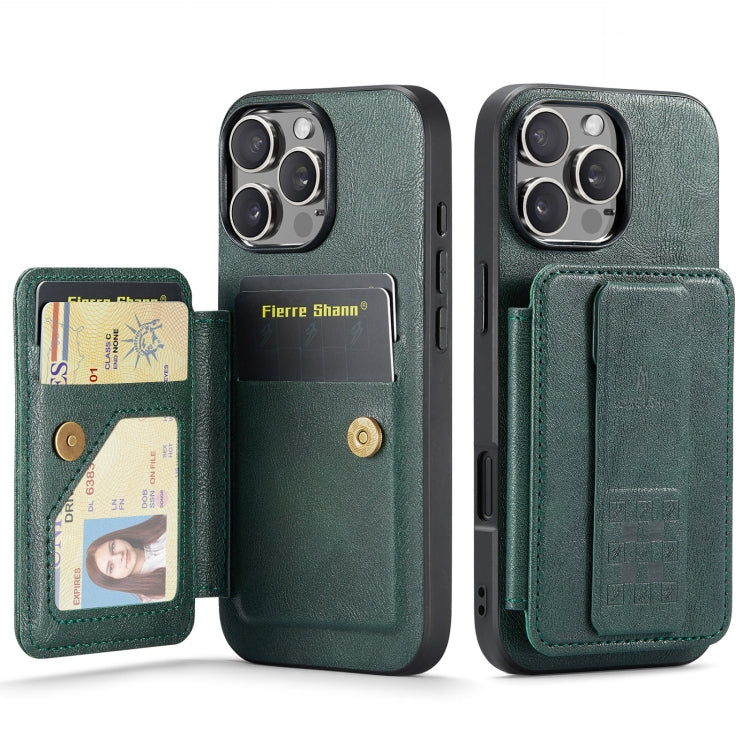 Fierre Shann Oil Wax Cow Leather Card Holder Back Phone Case, For iPhone 17e / 16e, For iPhone 17 Pro Max, For iPhone 17 Pro, For iPhone 17, For iPhone Air, For iPhone 16 Pro Max, For iPhone 16 Pro, For iPhone 16 Plus