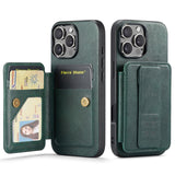 Fierre Shann Oil Wax Cow Leather Card Holder Back Phone Case, For iPhone 17e / 16e, For iPhone 17 Pro Max, For iPhone 17 Pro, For iPhone 17, For iPhone Air, For iPhone 16 Pro Max, For iPhone 16 Pro, For iPhone 16 Plus