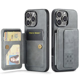 Fierre Shann Oil Wax Cow Leather Card Holder Back Phone Case, For iPhone 17e / 16e, For iPhone 17 Pro Max, For iPhone 17 Pro, For iPhone 17, For iPhone Air, For iPhone 16 Pro Max, For iPhone 16 Pro, For iPhone 16 Plus