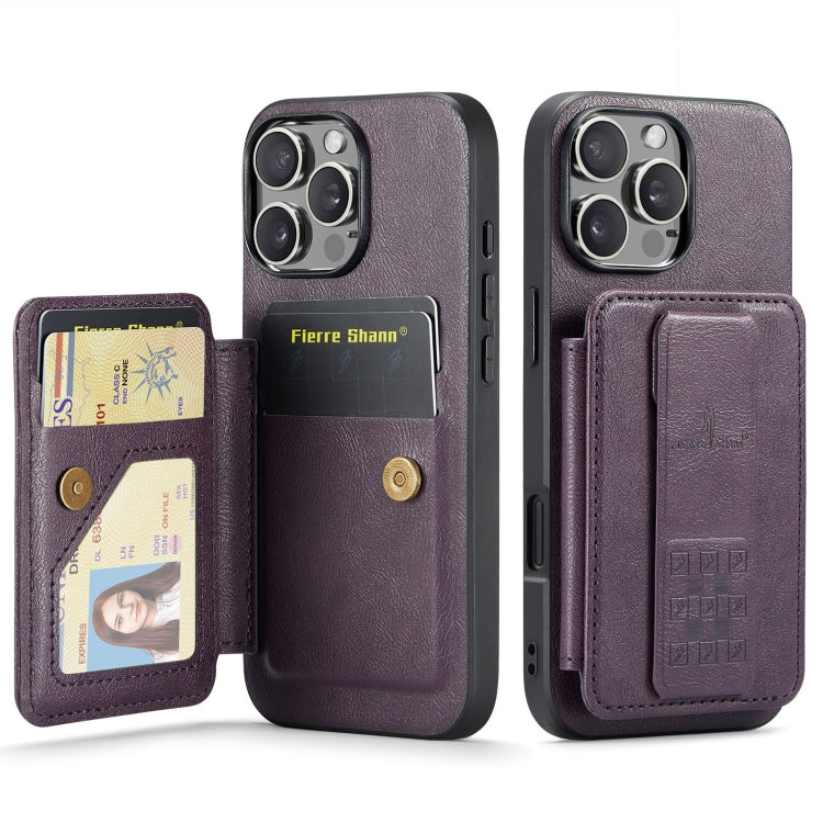 Fierre Shann Oil Wax Cow Leather Card Holder Back Phone Case, For iPhone 17e / 16e, For iPhone 17 Pro Max, For iPhone 17 Pro, For iPhone 17, For iPhone Air, For iPhone 16 Pro Max, For iPhone 16 Pro, For iPhone 16 Plus